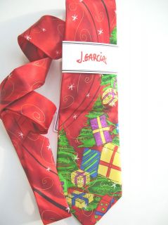   MEN SILK TIE RED BLACK HOLIDAY CHRISTMAS TREE PRESENTS GIFTS X16
