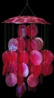 Beautiful Capiz Wind Chime Dyed Red 12 Beach Deco Hand Crafted Patio 