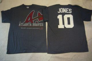 100% Licensed MAJESTIC Braves CHIPPER JONES Baseball Jersey Shirt NAVY 