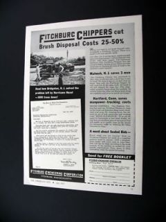Fitchburg Chippers Bridgeton NJ Tree Work 1957 print Ad