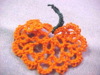 Tatted Fall Pumpkin Scrapbooking Crazy Quilt Ornie New Tatting By Dove 