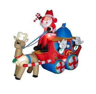 Airblown Christmas Stage Coach Scene Christmas Inflatable Lighted 