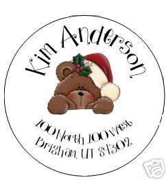 Christmas Round Return Address Labels or Stickers Gift