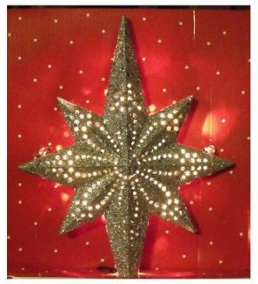 CHRISTMAS LIGHTED HOLY SILVER STAR OF BETHLEHEM TREE TOPPER TOP LIGHT 
