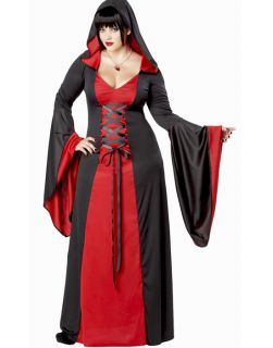   Black Red Hooded Robe Witch Adult Plus Size Halloween Costume 2XL 3XL