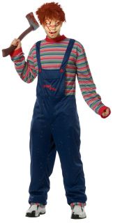 ADULT SEED OF CHUCKY DOLL HORROR SCARY JUMPSUIT COSTUME & MASK FR49382