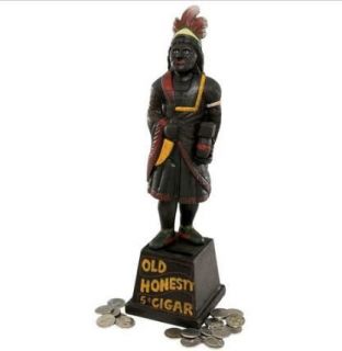 Cigar Store Indian Foundry Iron Coin Bank Vintage Style Old Honesty 