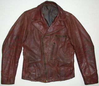   30s Brown Horsehide Leather Motorcycle Jacket 36 Biker Pony Cinches