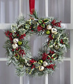   Bells & Holly Christmas Holiday Door Wreath In/Outdoor Home Decor