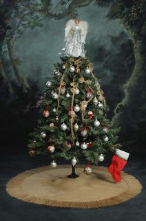 Burlap Christmas Tree Skirt 60 With 5 Fringe & Burlap Table Runner 