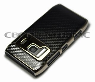 New Black carbon fiber silver chrome hard case cover for nokia N8