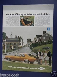   CAR SALES AD FOR THE 1973 CHEVROLET NOVA HATCHBACK, 2 DOOR GOLD TONE