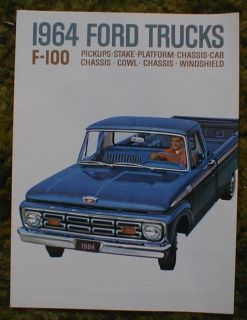 1964 Ford Truck F 100 Pickup Sales Brochure 64