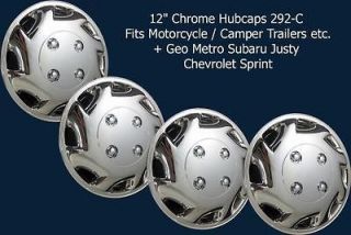   Chrome Hubcaps 292 C Fits Motorcycle Camper Trailers Geo Metro Justy