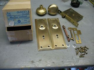 MORTISE LOCKSET SAFE BRAND  PART OLO333 4 DULL BRASS COMPLETE w 