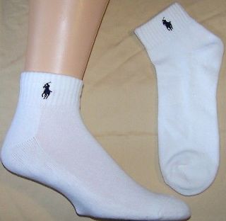  * 6 PAIR MENS LARGE WHITE RALPH LAUREN POLO PONY ANKLE 