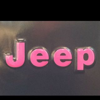 Jeep Wrangler YJ 2 Pc. Set PINK Decals For The Bump Letters On Front 