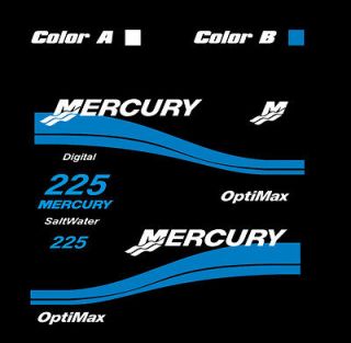 Mercury Optimax 225 or125/150/175/200/250 Hp Outboard Decals Stickers 