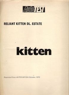 Reliant Kitten DL Estate 1976 77 UK Market Road Test Brochure Autocar