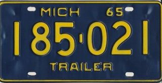 Vintage Michigan 1965 TRAILER License Plate Airstream Roadmaster 