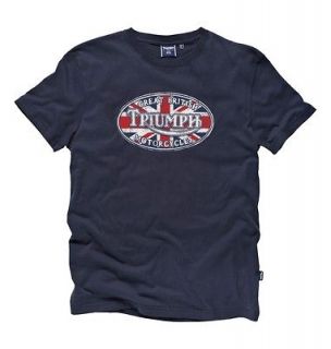 TRIUMPH OVAL UNION T SHIRT NAVY NEW FOR 2012 PERFECT GIFT MOST SIZES