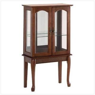   Veneer Wooden Curio Cabinet Beautiful Glass Doors Alder Legs 35038