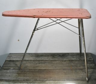 Antique Vintage Pink Tin Child Size Ironing Board Fold Up