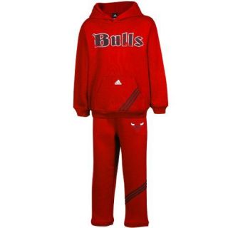 adidas Chicago Bulls Preschool Stripe Hoodie and Pants Set   Red
