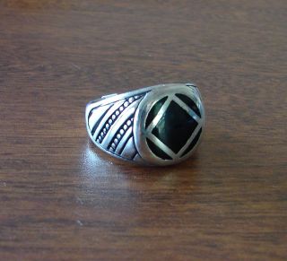 Narcotics Anonymous Symbol Ring Sterling Silver & Onyx 12 Step 