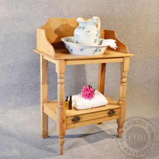 Antique Victorian Pine Wash Stand Vanity Table With Washstand Jug 