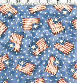 AMERICAN VALOR Quilt Fabric Blue Flag Clothworks 1/2 yd