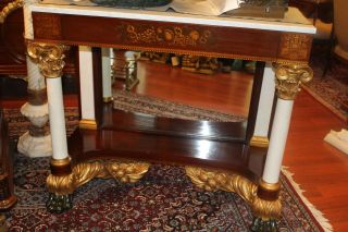   Empire Classical Marble Top Pier/Console Table with Parcel Gilt, c19th