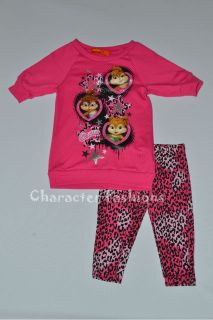 ALVIN AND THE CHIPMUNKS Girls 4 5 6 6X CHIPETTES Shirt Leggings Outfit 