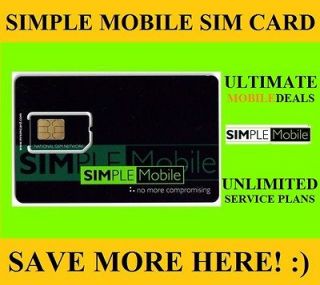 NEW SIMPLE MOBILE SIM CARD   T MOBILE GSM NETWORK   UNLIMITED PREPAID 