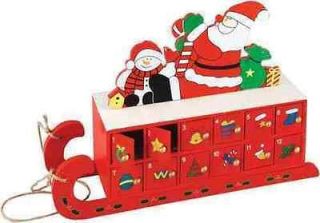 31cm Wooden Sleigh Advent Calendar (Fill With Your Own Treats For Xmas 