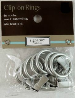 Clip On Curtain Rings Set of 7 Antique Finish Or Silver Satin Drapery 