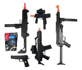 5x Airsoft Guns Set UZI AEG R36 CQB M1911 KSR MP40 BBs