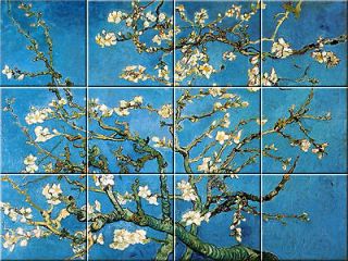 4x4 Van Gogh Ceramic Art_ALMOND BLOSSOM_12 Tile Mural