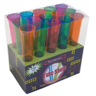 15 Plastic Bright Test Tube Shot Glasses Tropical Party