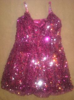 EUC Kelle Bright Pink Silver Sequin Rhinestone Dance Outfit Size SA 