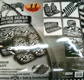 Zebra 11 pcs. Car Seat Covers Accessories Set   B/W