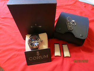   CORUM BUBBLE LARGE STAINLESS STEEL BLUE LEATHER MENS WATCH 163.150.20