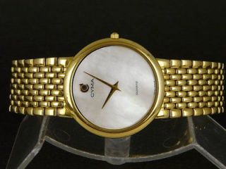   SWISS CYMA MOP dial Gold Plated bracelet women dressing quartz watch