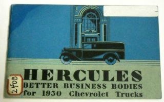 Hercules 1930 Truck Bodies for Chevrolet Sales Brochure