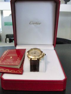 PASHA de CARTIER 18k GOLD watch 38mm ORIGINAL BOX+PAPERS GUARANTEE