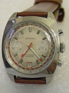 SWISS VINTAGE LARGE 40MM SANDOZ CHRONOGRAPHE/CHRONOGRAPH PILOT VALJOUX 