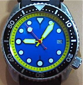 HOT new Super Mod SEIKO 7002 diver Deep Blue Tuna dial w/Yellow 