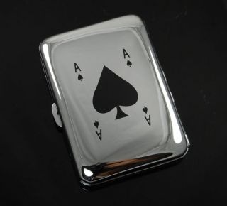 New High Quality Metal Cigarette Case Ace Spade Stainless Steel 