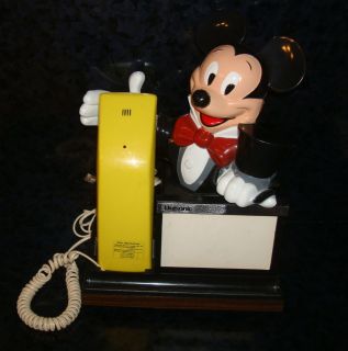   MICKEY MOUSE TELEPHONE PHONE Figure + Receiver Wires UNISONIC Vintage