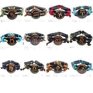 Tibetan leather bone Constellations of Zodiac bracelet